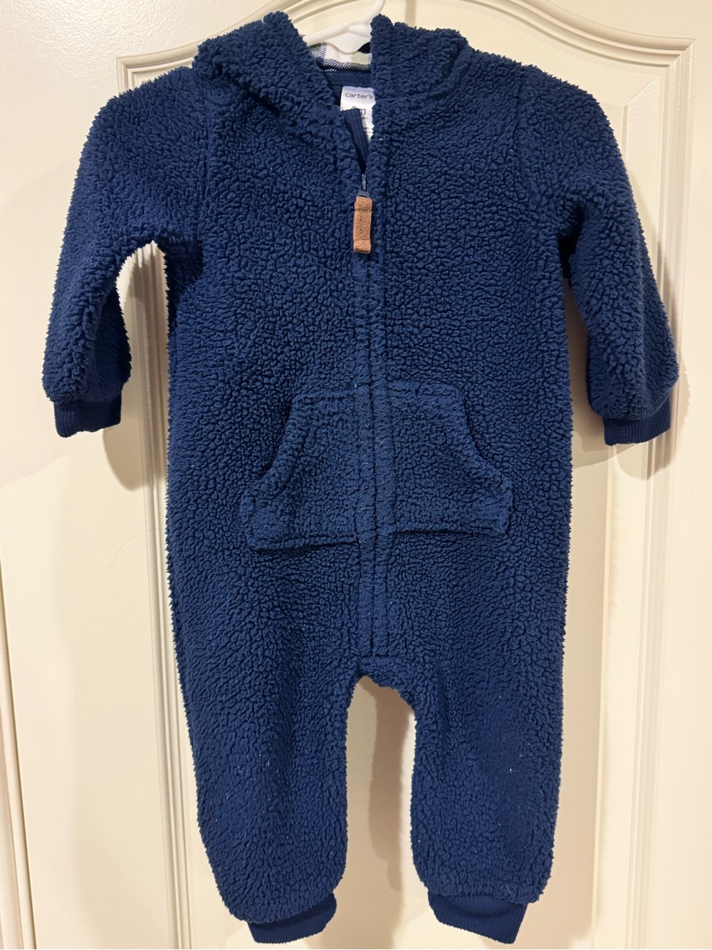 Carter's Navy Sherpa Hooded One-Piece Baby Boy 9M